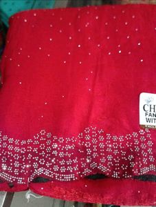 Stunning Embellished Red Saree