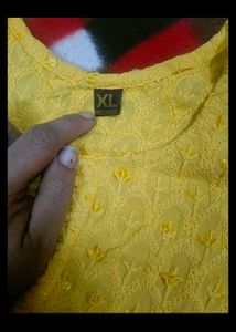 Yellow Chikankari Kurta in L 40 size