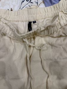 Beige Wide Leg Linen Pants