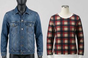 Classic Denim Jacket & Plaid Long Sleeve
