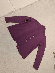 Vintage Purple Knit Cardigan With Collar