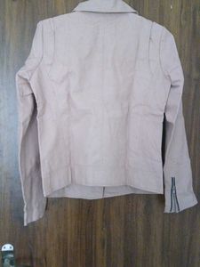 Pink Faux Leather Biker Jacket