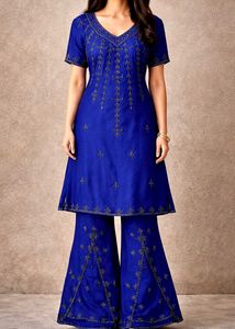 Elegant Blue Embroidered Kurta Set
