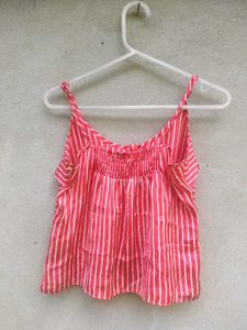 Pink Striped Ruffle Cami Top