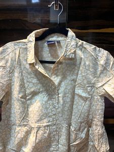 Tiered Floral Print Shirt Dress