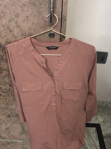 Pink Button-Up Tunic Top