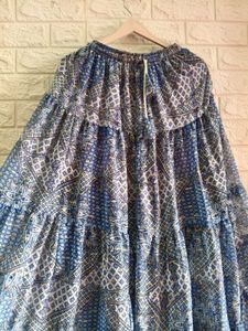 Bohemian Blue Print Tiered Skirt