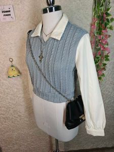 Shein Preppy Cable Knit Vest Top