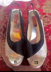 Sparkling Wedge Heels - Black &amp; Silver