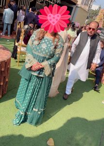 Elegant Teal lehnga with Golden Print