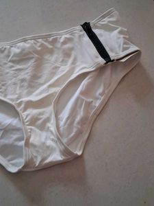 White Bikini Bottom with Zipper Detail