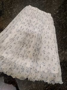 Pleated Floral Print Ethnic Skirt