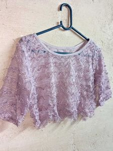 See-through Fashion Lace Crop Top Sheer