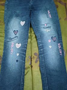Girls' Embellished Blue Jeans