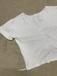 White Cinched Front Top