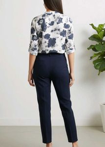 Elegant white and Navy printed cotton casual shirt