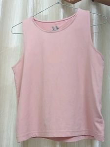 Solid Pink Sleeveless Tank Top
