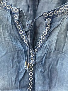 Boho Denim Tunic Top