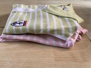 🌸 Pink &amp; Green Striped Polo t-shirt Combo Set 🌸