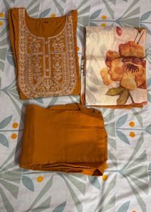 Elegant Mustard Kurta Set with Dupatta