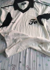 White &amp; Black Striped V-Neck Top