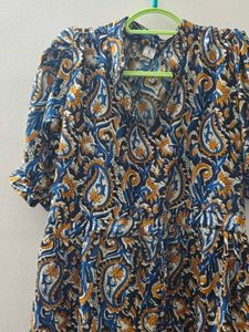 Boho Paisley Print Puff Sleeve Dress
