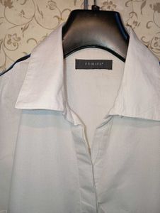 PRIMARK Stylish White Tunic Top with Blue Stripes
