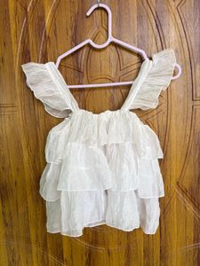 White Ruffled Blouse Top