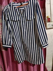 Navy & White Striped Tunic Top