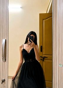 Elegant Black Lace Tulle Dress