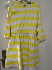 Beautiful White N Yellow Striped UCB Dress