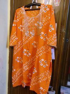 Orange Bandhani Print Kurti with Sharara