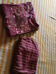 Embroidered Maroon Kurta,pant and dupatta