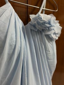 Sky Blue Tiered Dress with Flower Detail