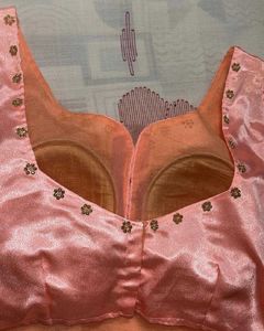 Beautiful Peach Embellished Blouse padded