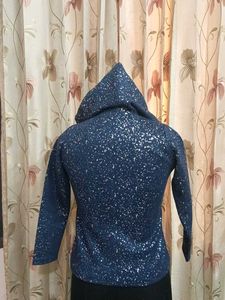 Blue Hooded Zip-Up Sweatshirt