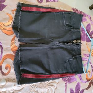 High Waist Black Denim Shorts