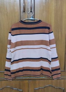 Striped Button-Up Cardigan