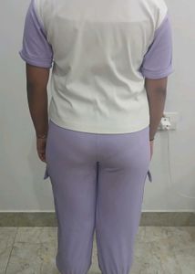 ( negotiable)Casual Lavender Cargo Pant n tshirt s