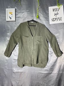 Zara Olive Green Collared Shirt