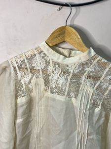 Sheer Lace Detail Vintage Blouse