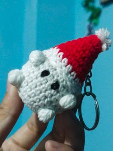 Cute Crochet Santa Keychain 🎄