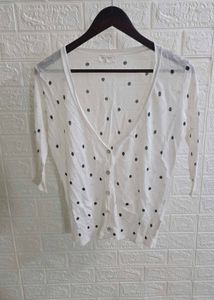 Chic White Polka Dot Cardigan