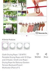 Elastic Clothesline with Clothespins