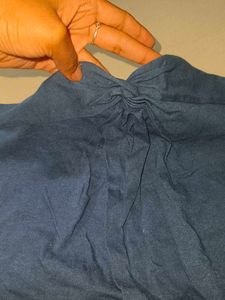 Blue Knotted Cropped T-shirt