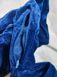 Elegant Royal Blue Velvet Maxi Dress