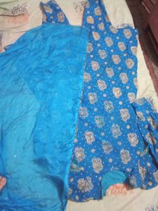 Vibrant Blue Printed Kurta Set with Dupatta