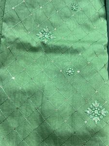 Elegant Green Dress Material with Embellishments
