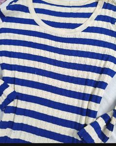 🤍💙Blue &amp; White Striped Knit Midi dress bodycon