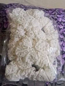 Set of 5 White Eyelet Scrunchies